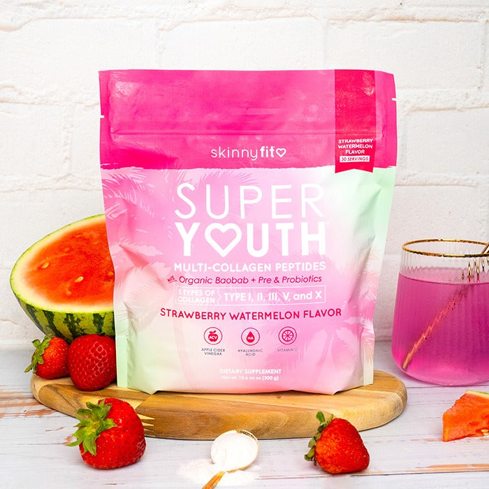 Super Youth Multi-Collagen Peptides + Organic Baobab and Probiotics Strawberry Watermelon Flavor