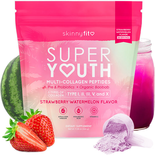 Super Youth Multi-Collagen Peptides + Organic Baobab and Probiotics Strawberry Watermelon Flavor