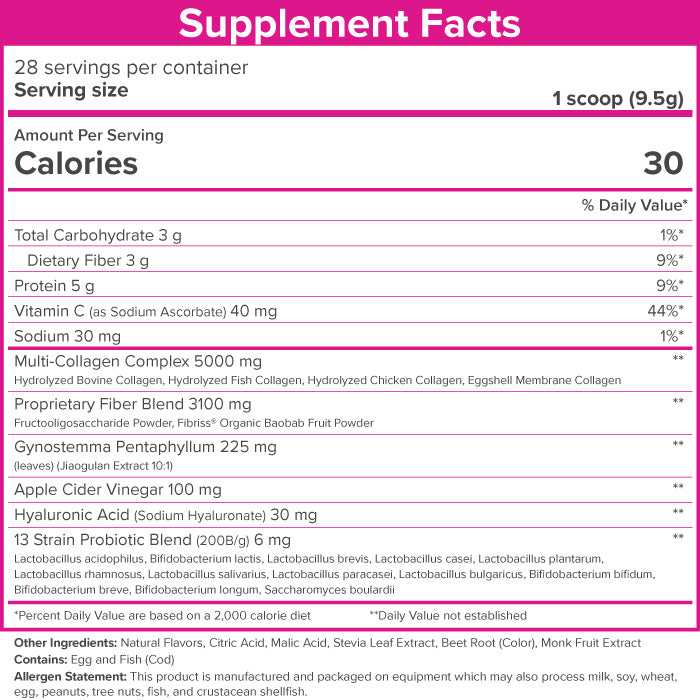 Super Youth Multi-Collagen Peptides + Organic Baobab and Probiotics Tropical Punch Flavor