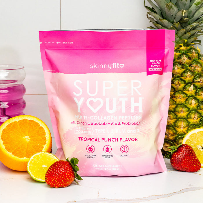 Super Youth Multi-Collagen Peptides + Organic Baobab and Probiotics Tropical Punch Flavor